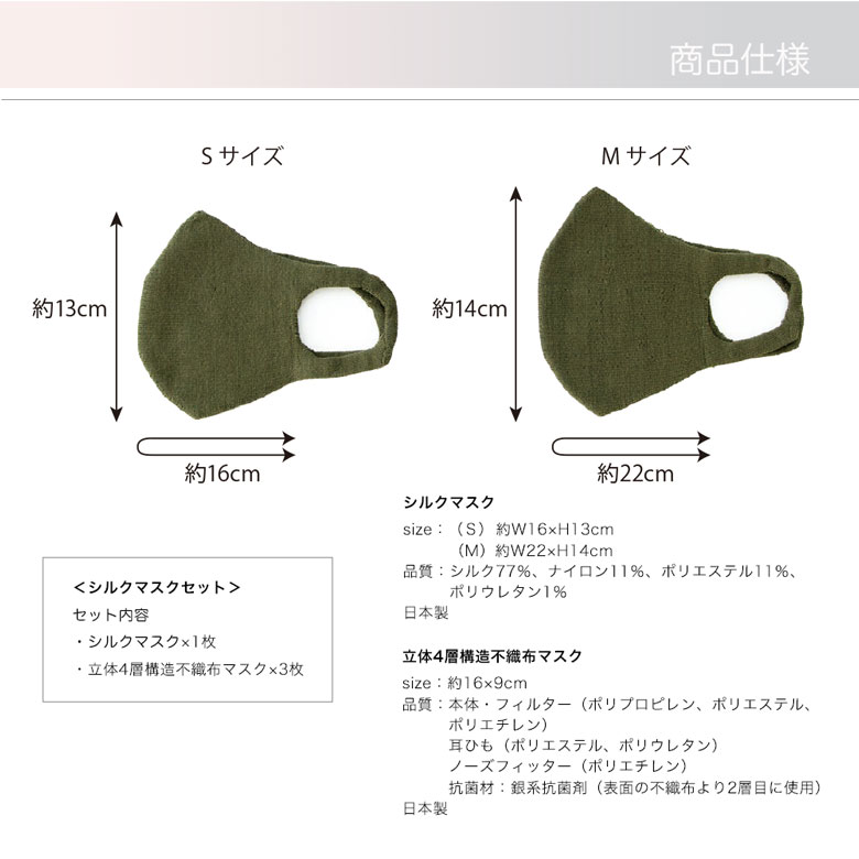 お肌にやさしいシルクマスク 商品仕様