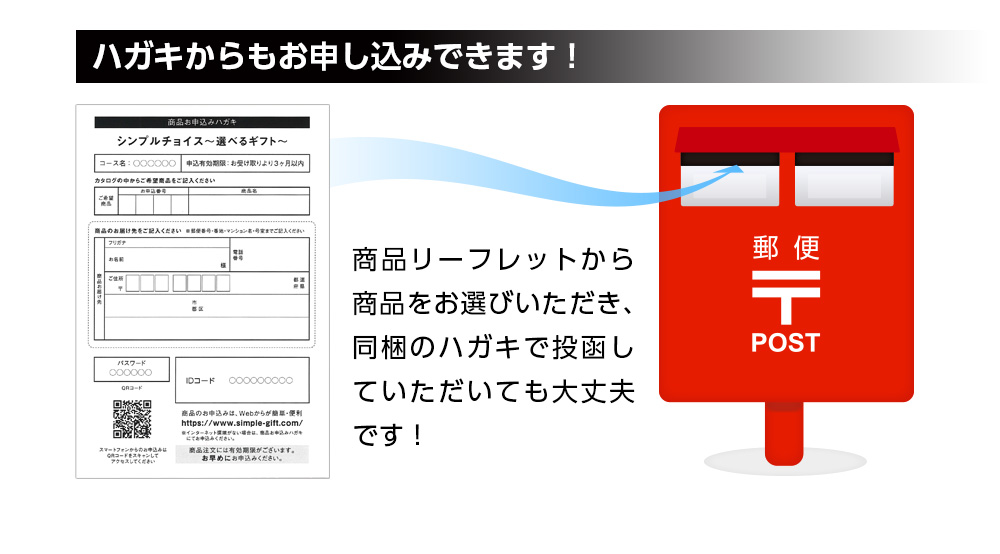 選べるギフトカタログ シンプルチョイス ハガキから申し込み
