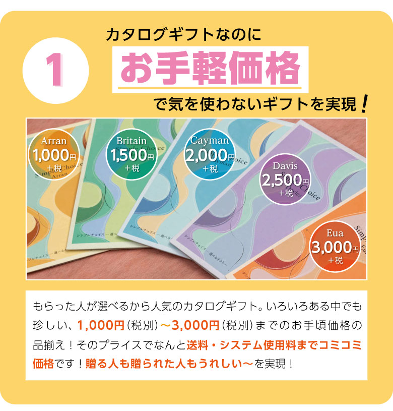 選べるギフトカタログ シンプルチョイス 1,500円コースお手頃価格